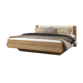 Luxurious Vertina 32 Bed Frame EU Super King 1840mm x 860mm x 2050mm in Oak & Beige - Spacious Comfort