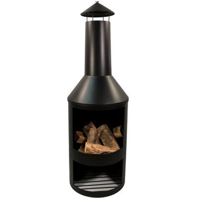Luxury 140cm Tall Outdoor Garden Patio Chiminea Log Burner Fire Pit with Log  Store | DIY at Bu0026Q