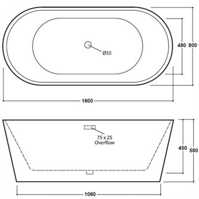 Luxury 1500 x 720mm White Freestanding Bath