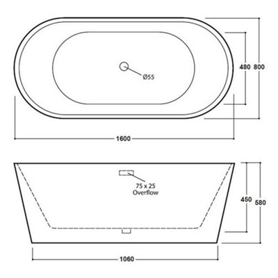 Luxury 1600 x 800mm Freestanding Bath