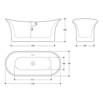 Luxury 1695x750 Copper Freestanding Bathtub with Traditional Chrome Brass Mixer Tap Set - 3