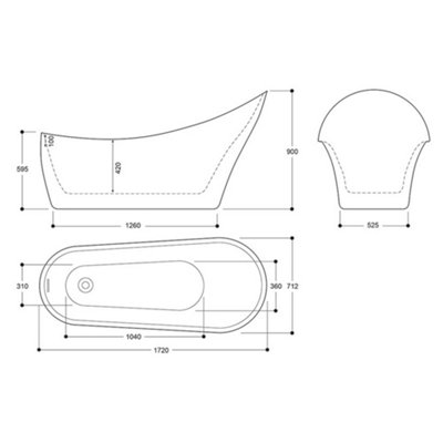 Luxury 1720x712 Silver Slipper Freestanding Bathtub with Polished Chrome Brass Mixer Tap Set - 3