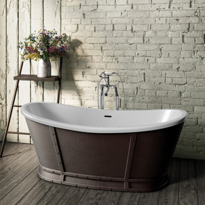 Luxury 1750x800 Metal Freestanding Bathtub with Traditional Chrome