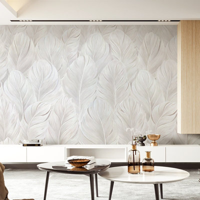 Luxury 3D Feather Pattern Non Woven Wallpaper Roll 3M | DIY at B&Q