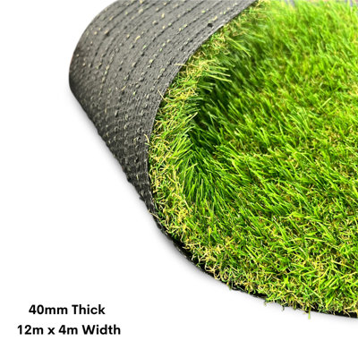 Luxury 40mm Artificial Grass High Quality Artificial Astro Turf Lawn - 12m x 4m Width