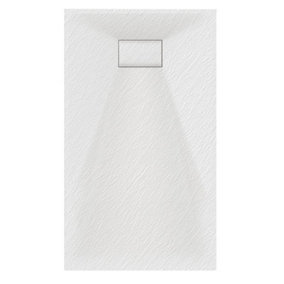 Luxury 700 x 1000mm Low Profile Textured Shower Tray and Waste - White