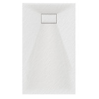 Luxury 800 x 1600mm Low Profile Textured Shower Tray and Waste - White