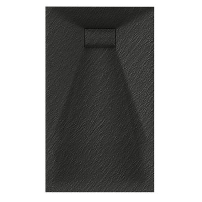 Luxury 800 x 1700mm Low Profile Textured Shower Tray and Waste - Black