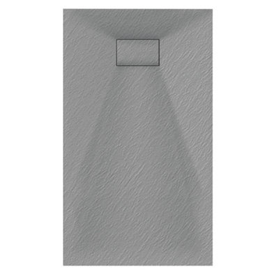 Luxury 800 x 1700mm Low Profile Textured Shower Tray and Waste - Grey