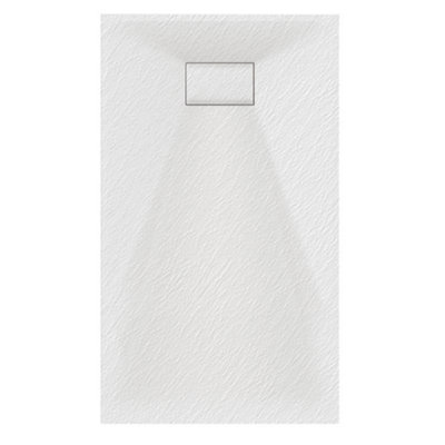 Luxury 800 x 1800mm Low Profile Textured Shower Tray and Waste - White