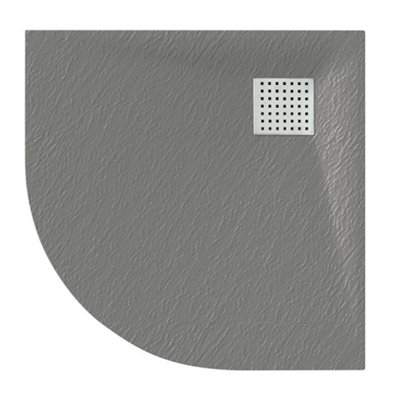 Luxury 800 x 800mm Low Profile Textured Quadrant Shower Tray and Waste - Quad Grey