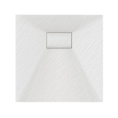 Luxury 800 x 800mm Low Profile Textured Shower Tray and Waste - Square White