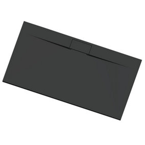 Luxury 900 x 2000mm Low Profile Textured Shower Tray and Waste - Black