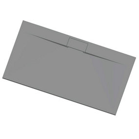 Luxury 900 x 2000mm Low Profile Textured Shower Tray and Waste - Grey