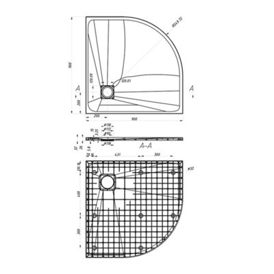 Luxury 900 x 900mm Low Profile Textured Quadrant Shower Tray and Waste - Quad Grey