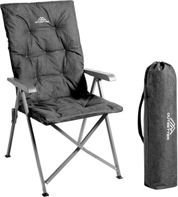 Luxury Adjustable Camping Chairs Heavy Duty Outdoor High Back Padded Folding - 1 Black Chair Price Comparisons | Compare The Build