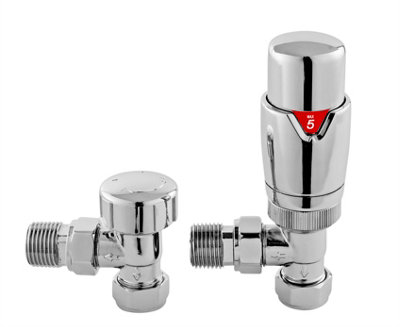 Luxury Angled Thermostatic Radiator Valves, Sold in Pairs - Chrome - Balterley