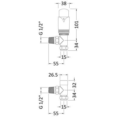 Luxury Angled Thermostatic Radiator Valves, Sold in Pairs - Chrome - Balterley