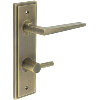 Luxury Antique Brass Door Handle with Turn Release for Bathrooms - Solid Brass Interior Handle