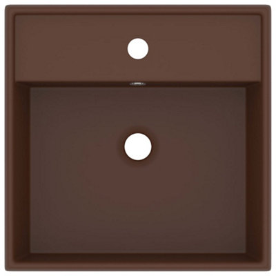Luxury Basin Overflow Square Matt Dark Brown 41x41 cm Ceramic