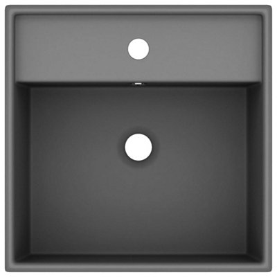 Luxury Basin Overflow Square Matt Dark Grey 41x41 cm Ceramic