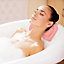 Luxury Bath Spa Pillow Pink Non Slip Comfort Suction Spa Cushion Neck Back