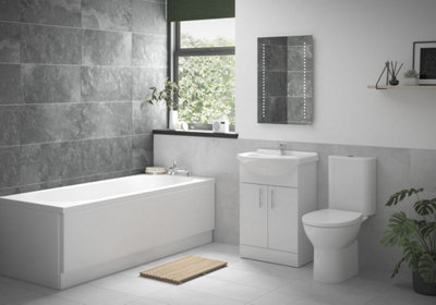 Luxury Bathrooms Premium Bathroom Suite with Chrome Fittings incl Rimless WC and Floor Standing Vanity Unit