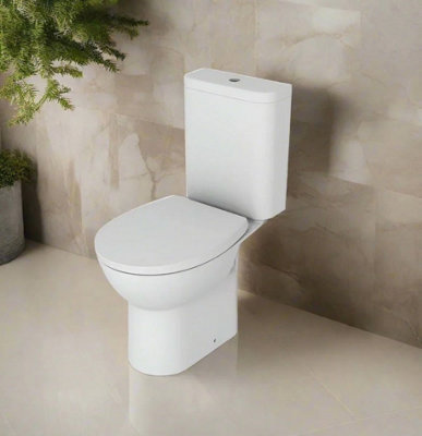 Luxury Bathrooms Rimless Close Coupled Open Back WC with Soft Close Seat