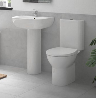 Luxury Bathrooms Rimless Close Coupled WC and Pedestal Basin Pack