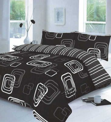 Luxury Blake Geometric Duvet Cover Set with Pillowcase Reversible Stripes Bedding Set