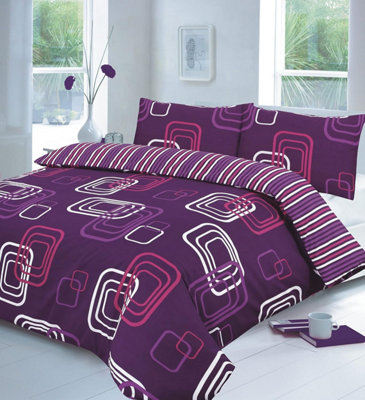 Luxury Blake Geometric Duvet Cover Set with Pillowcase Reversible Stripes Bedding Set