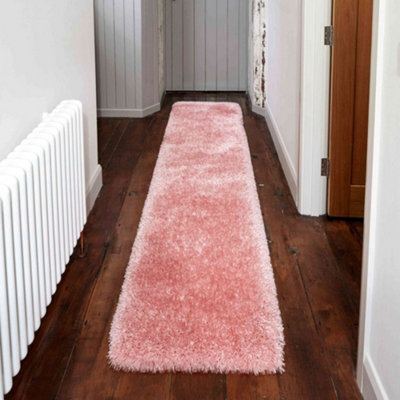 Luxury Blush Pink Super Thick Shaggy Runner Rug 60x240cm