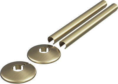 Luxury Brushed Brass 15mm Radiator Pipe Covers & Collars Easy Clip-On ...