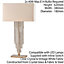 Luxury Cascade Table Lamp Light Crystal Glass & Cream Silk Square Fabric Shade