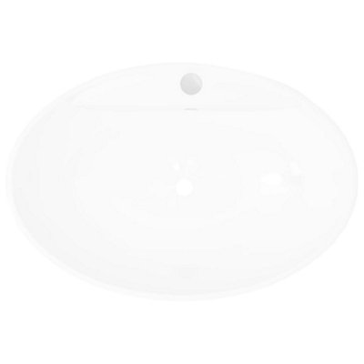 Luxury Ceramic Basin Oval with Overflow and Faucet Hole