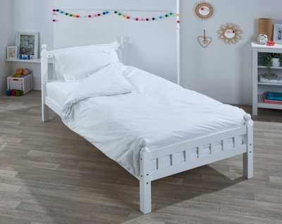 Luxury Children Wooden Single Bed and Mattress with Plain White Bedding Set Kids Bedroom Furniture DIY at B Q