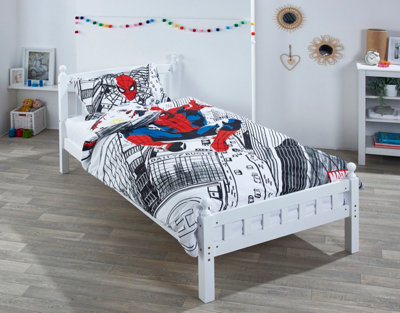 Luxury Children Wooden Single Bed and Mattress with Spider Man Bedding Set Kids bedroom Furniture