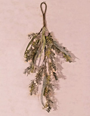Luxury Christmas Swag Hanging Mistletoe, Pinecone and Sage Wreath