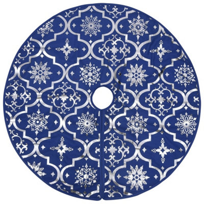 Luxury Christmas Tree Skirt with Sock Blue 122 cm Fabric - 3