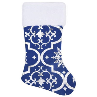 Luxury Christmas Tree Skirt with Sock Blue 122 cm Fabric - 4