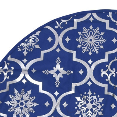 Luxury Christmas Tree Skirt with Sock Blue 122 cm Fabric - 6