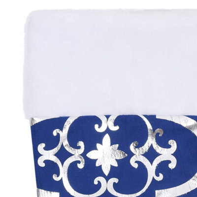 Luxury Christmas Tree Skirt with Sock Blue 122 cm Fabric - 7