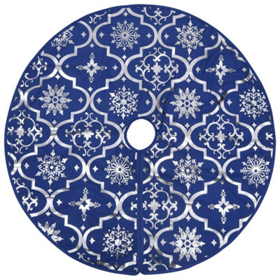Luxury Christmas Tree Skirt with Sock Blue 150 cm Fabric - 3