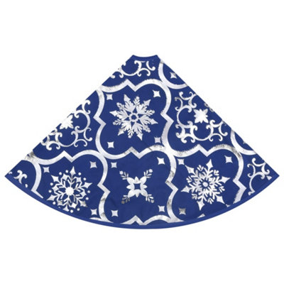 Luxury Christmas Tree Skirt with Sock Blue 90 cm Fabric - 5