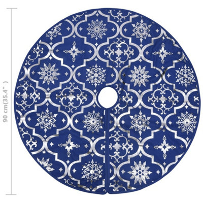 Luxury Christmas Tree Skirt with Sock Blue 90 cm Fabric - 8