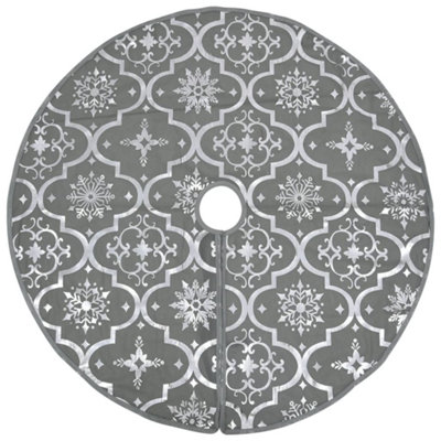 Luxury Christmas Tree Skirt with Sock Grey 122 cm Fabric - 3