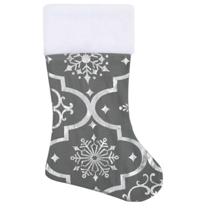 Luxury Christmas Tree Skirt with Sock Grey 122 cm Fabric - 4