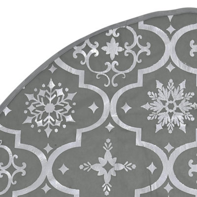 Luxury Christmas Tree Skirt with Sock Grey 122 cm Fabric - 5