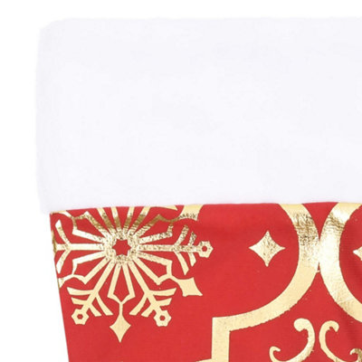 Luxury Christmas Tree Skirt with Sock Red 122 cm Fabric - 5