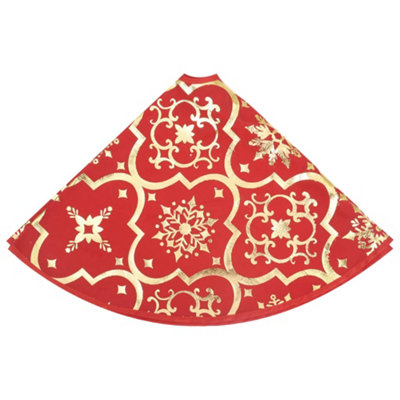Luxury Christmas Tree Skirt with Sock Red 122 cm Fabric - 6